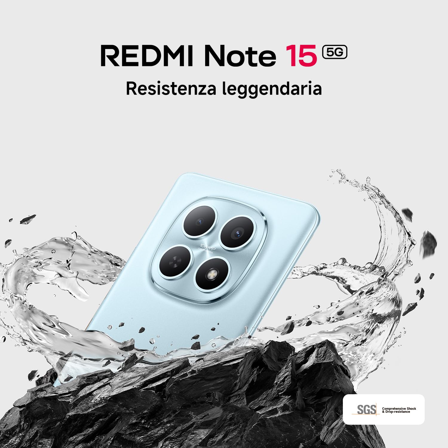 XIAOMI Redmi Note 15 5G, Smartphone 12+512GB, Design ultrasottile, Resistenza IP65, Fotocamera super nitida da 108 MP, Display FHD+ da 6,77", Blu Ghiacciaio, Garanzia 2 anni, Caricatore non incluso
