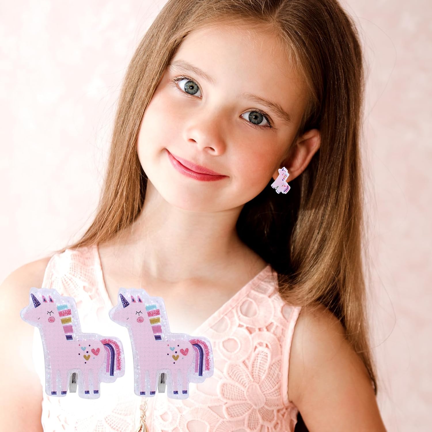 6 Pairs Clip On Earrings for Kids, Cute Princess Resin Clip On Earrings No Pierced Kids Jewelry Donut Cupcake Rainbow Design Dress Up Jewelry for Toddler Girls Party Gift - Image 6