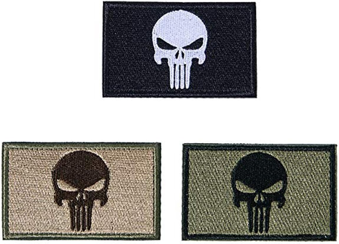 3 Pcs Tactical Punisher Morale Tactical Patch,Full Embroidery Military Patch Set for Caps,Bags,Backpacks,Clothes Vest,Uniforms