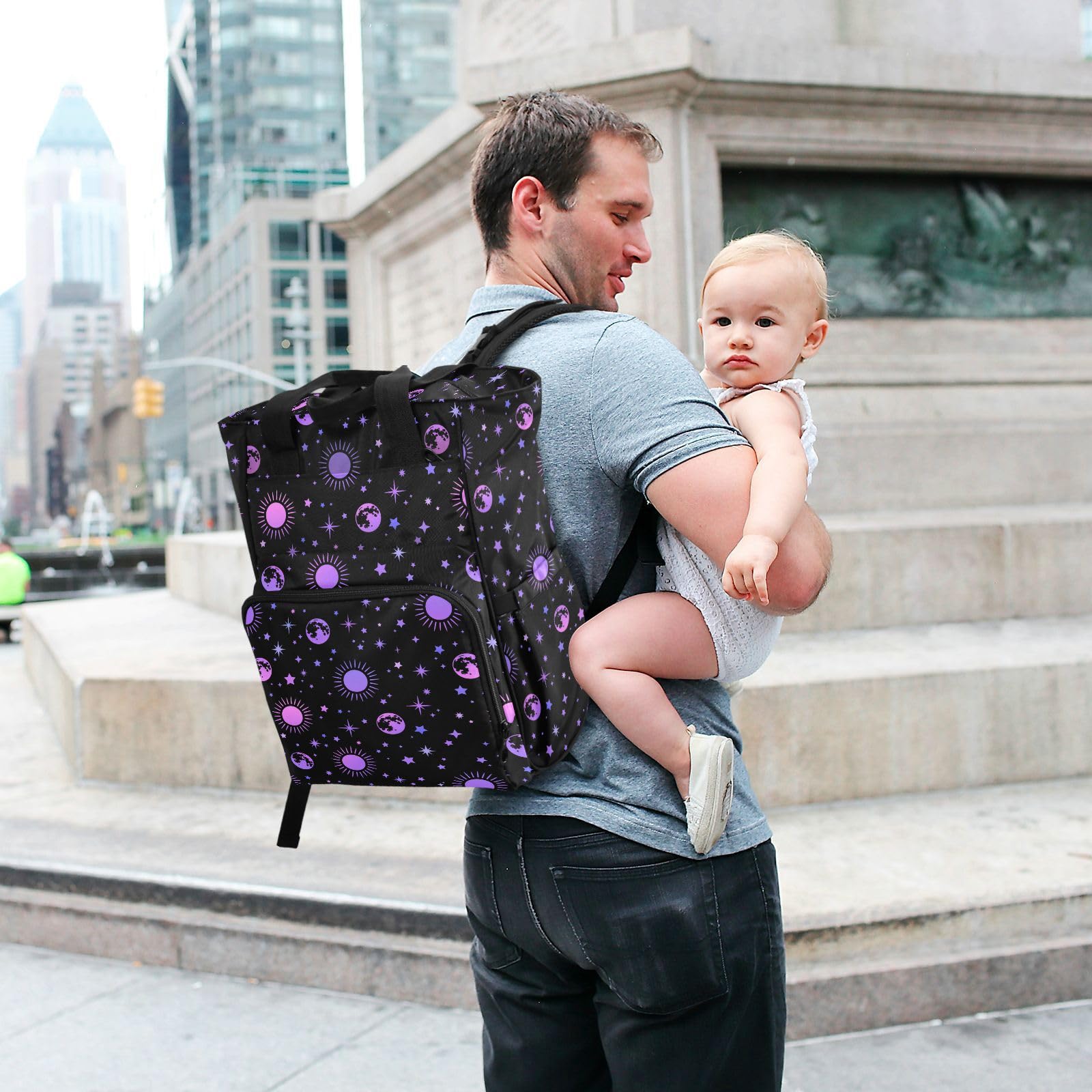 ALAZA Zaino per il cambio del bambino, borsa fasciatoio con scheletro surfista surf borsa multifunzionale per pannolini tote grande capacità mamma papà zaino