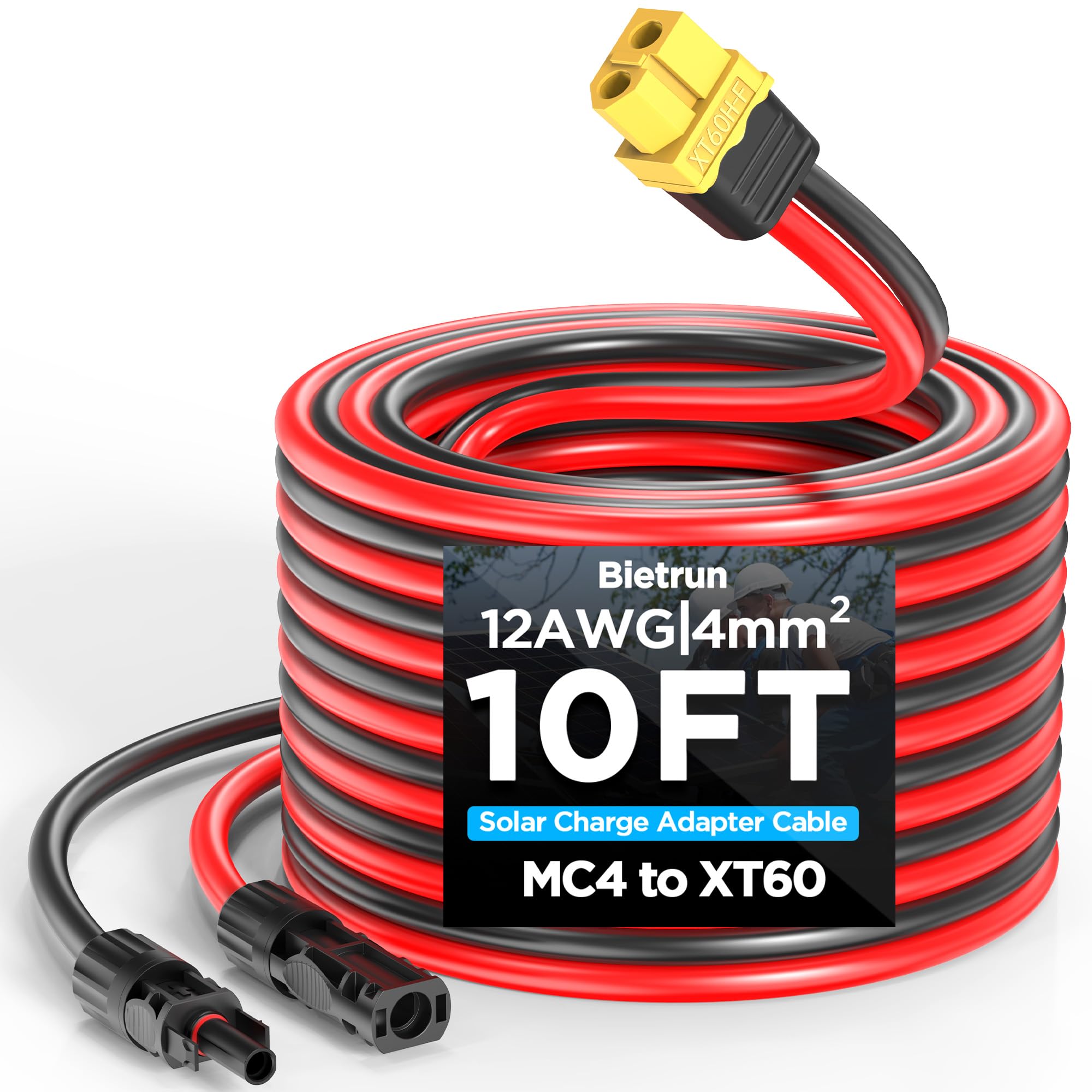 Mc4 to Xt60, 10FT Xt60 Connector Solar Charge Cable, 12AWG Pure