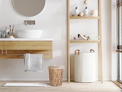 Miniatura 5 de StorageWorks Cesta de basura de mimbre, cesta de basura de mimbre con jacinto de agua tejido a mano, cubo de basura de mimbre para dormitorio, baño,
