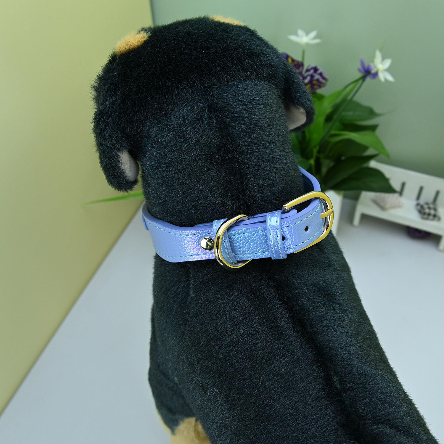 Newtensina Fashion Cute Dog Collar with a Alloy heart shaped Pendant for Small Dogs Cats - Blue - M - Image 4