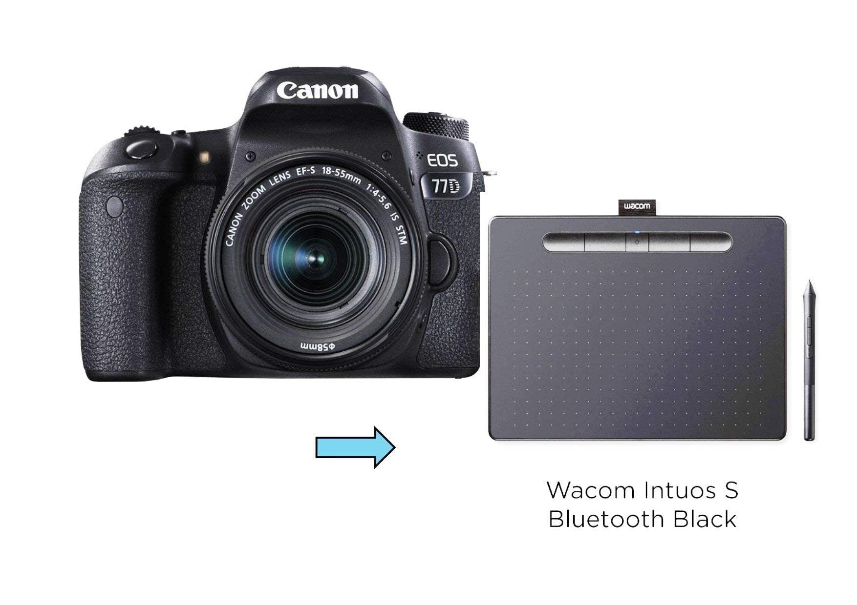 Canon SLR EOS 77D Fotocamera Digitale, Obiettivo EF-S 18-55 mm f/4-5.6 IS STM, Nero [Versione EU]
