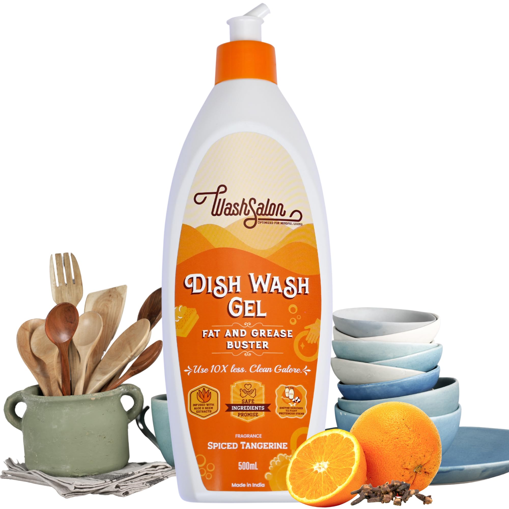 WashSalon Natural Dishwash Liquid Gel | 500 ML-Equal to 5 L of regular Dishwash | Concentrate | Encrusted Grease Buster | Non Toxic & Eco-friendly | Skin & Baby Safe | No Added Color | Spice Tangerine (B0CSPN8T4C) Amazon Price History, Amazon Price Tracker