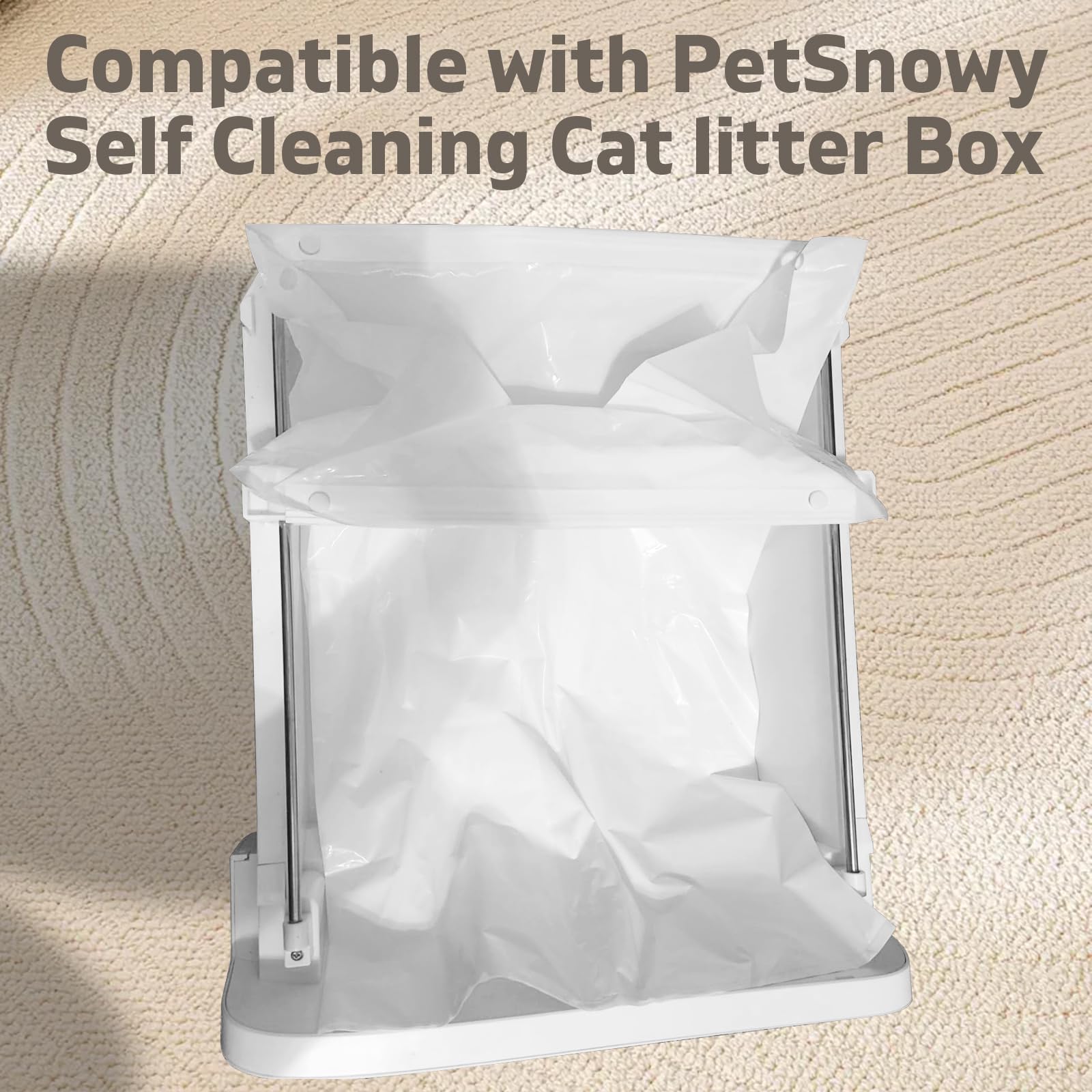 Paquete de 100 bolsas de arena para gatos para PetSnowy Snow+ caja de arena para gatos, resistente a desgarros y fugas, bolsas de basura autosellantes para cajones de residuos para PetSnowy (100)