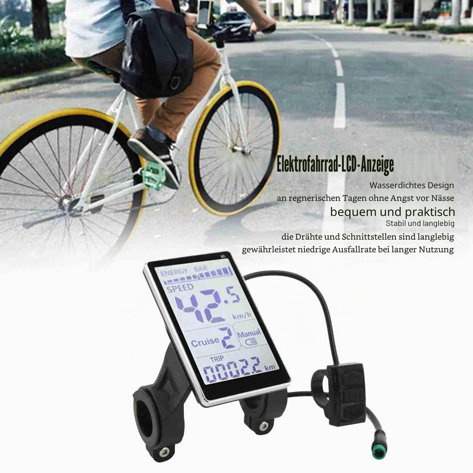 Elektrisches Fahrrad LCD Meter, 5 Pin, 24V-60V, Universal E Scooter Display, für 31,8mm und 22,2mm Lenker, Elektrofahrrad Nutzer