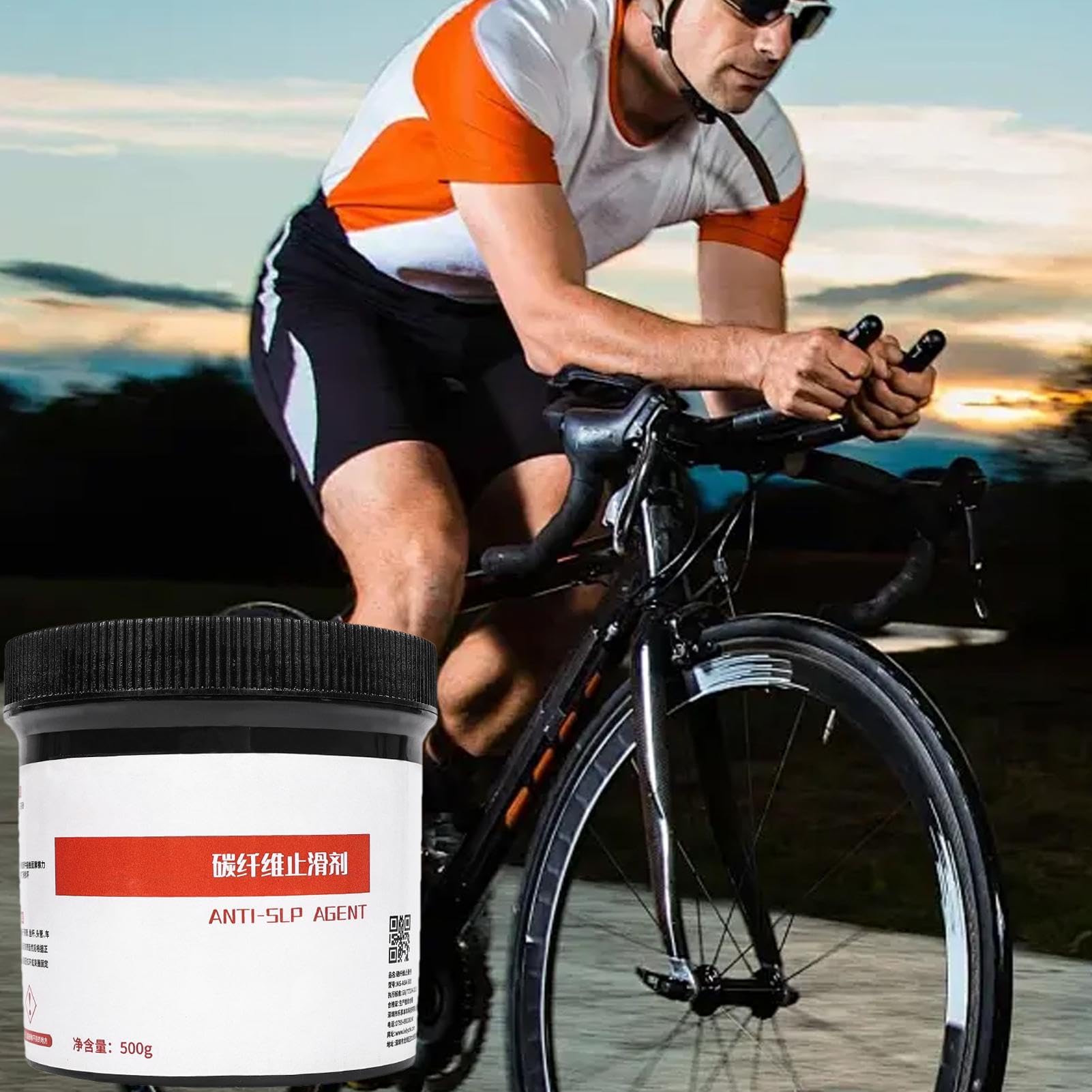 Lubrificanti in fibra di carbonio, pasta grip in fibra di carbonio | Pasta di carbonio antiscivolo da 500 g, Grasso per biciclette, lubrificante antiscivolo per attacco manubrio multifunzionale
