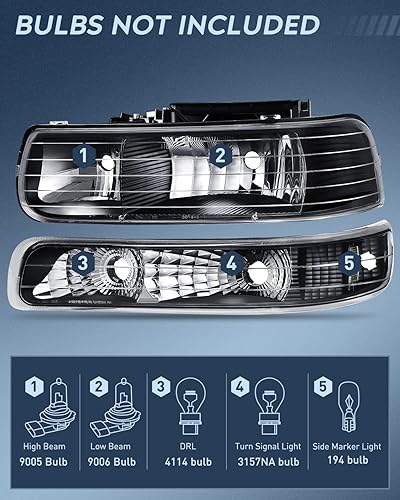 Miniatura 2 de Faros delanteros Nilight - Juego de repuestos de faros para montar en el parachoques para Chevy 1999 2000 2001 2002 Silverado Avalanche 1500 1500HD
