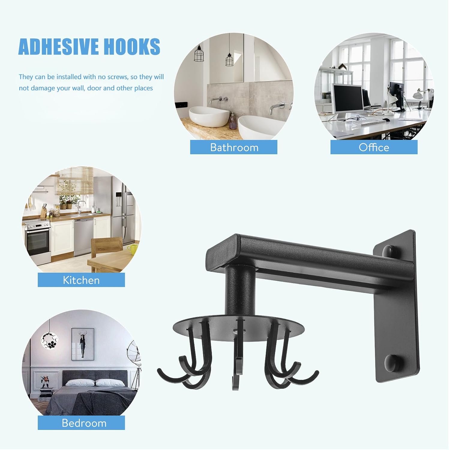 Space Aluminum Rotating Wall Hooks for Kitchen and Living Room image 4