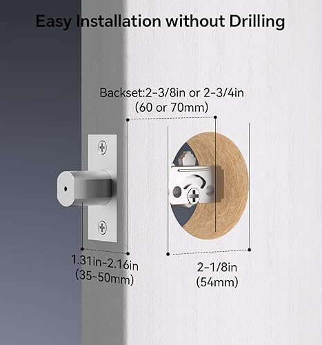 Miniatura 6 de Cerradura de puerta de entrada sin llave con juego de manija, cerradura de puerta de teclado con asa, cerraduras inteligentes para puerta delantera