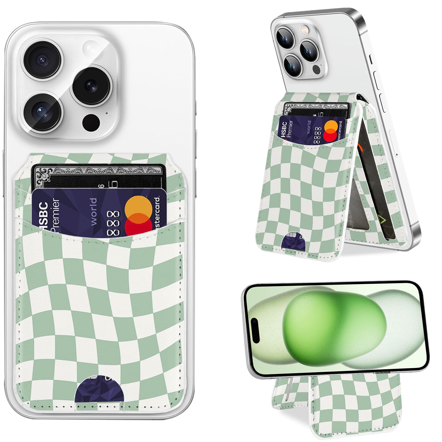 Obbii for MagSafe Wallet Card Holder,Adjustable Flip Leather Kickstand Mag Safe Card Slots RFID Blocking for iPhone 17/16/15/14/13/12 Series,Fit 4