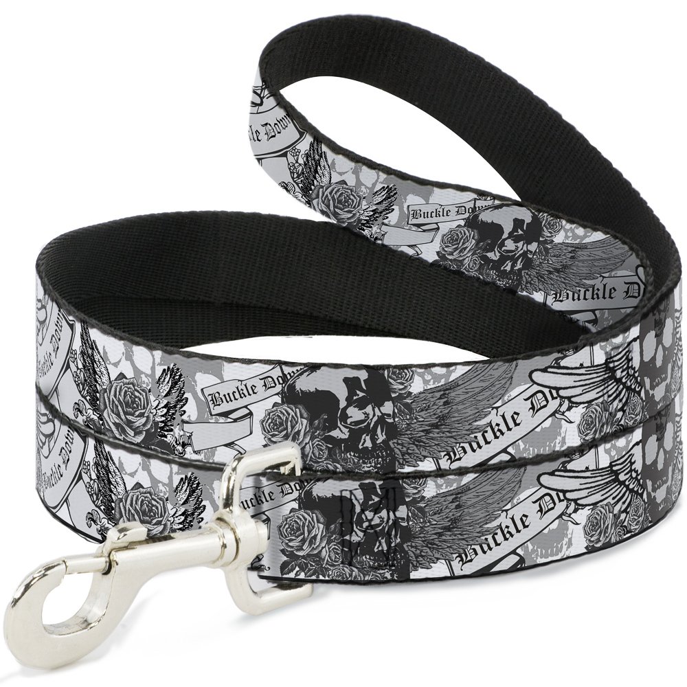 Laisse motif Tête de Mort W/Roses Buckle Down avec mousqueton robuste