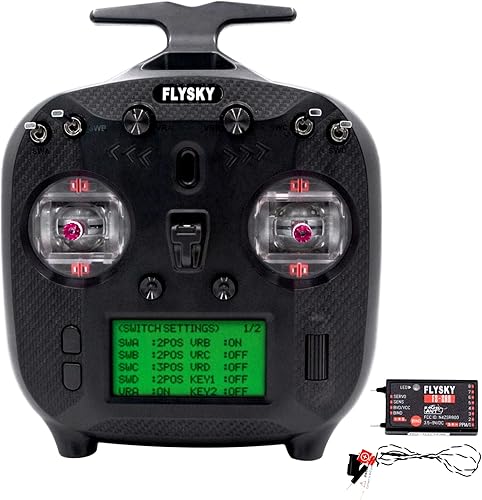 HTLNUZD Flysky FS-ST8 - Controlador de transmisor de 10 canales con receptor FS-SR8, 2.4 GHz ANT RGB Assistant 3.0 para coches de control remoto,