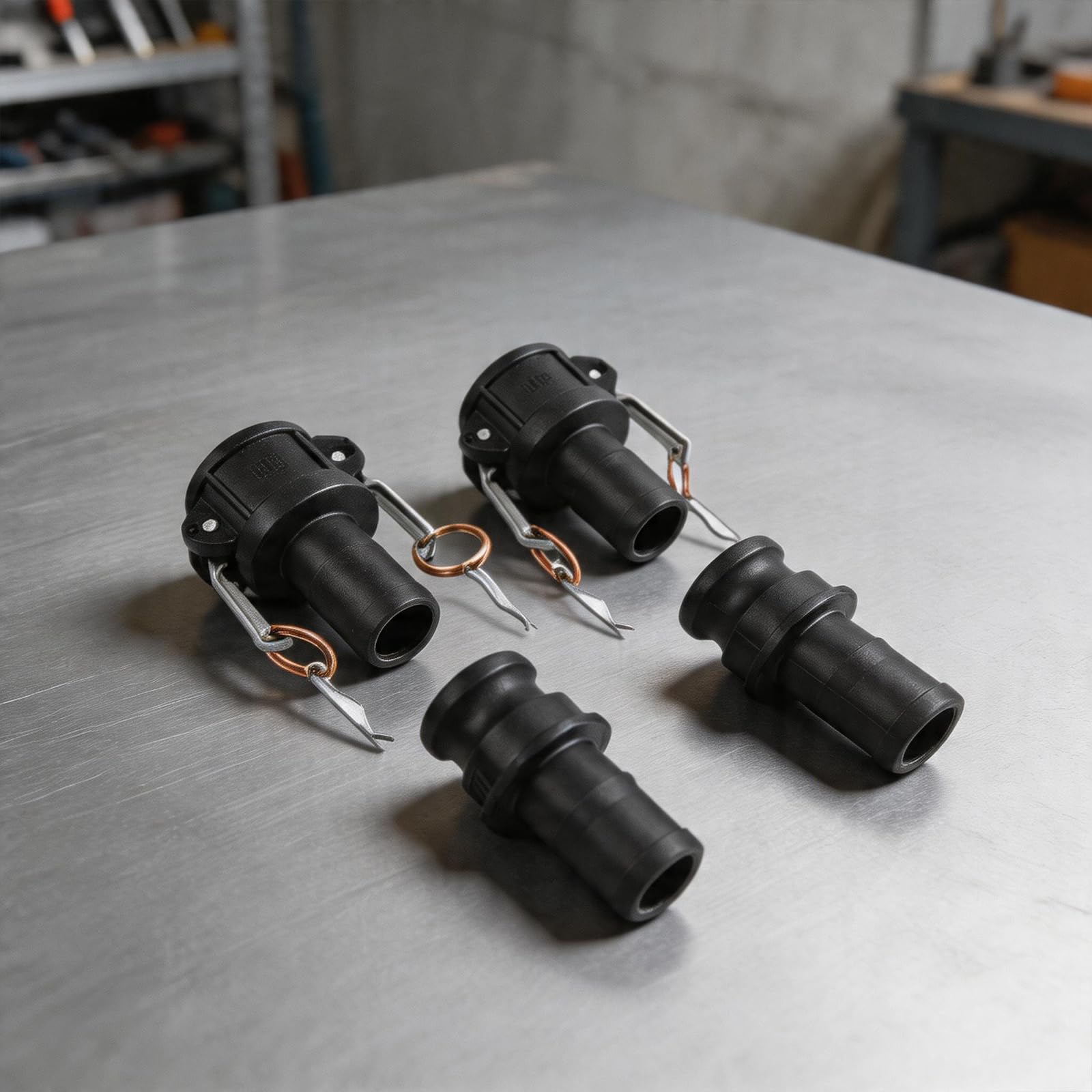 Camlock-Armaturen, 3,8 cm (1 1/2 Zoll), Polypropylen, Teil C weiblich, Kupplung und Teil E männlich, Adapter-Set, hochtemperaturbeständiger Schlauchanschluss für industrielle Flüssigkeitsübertragung