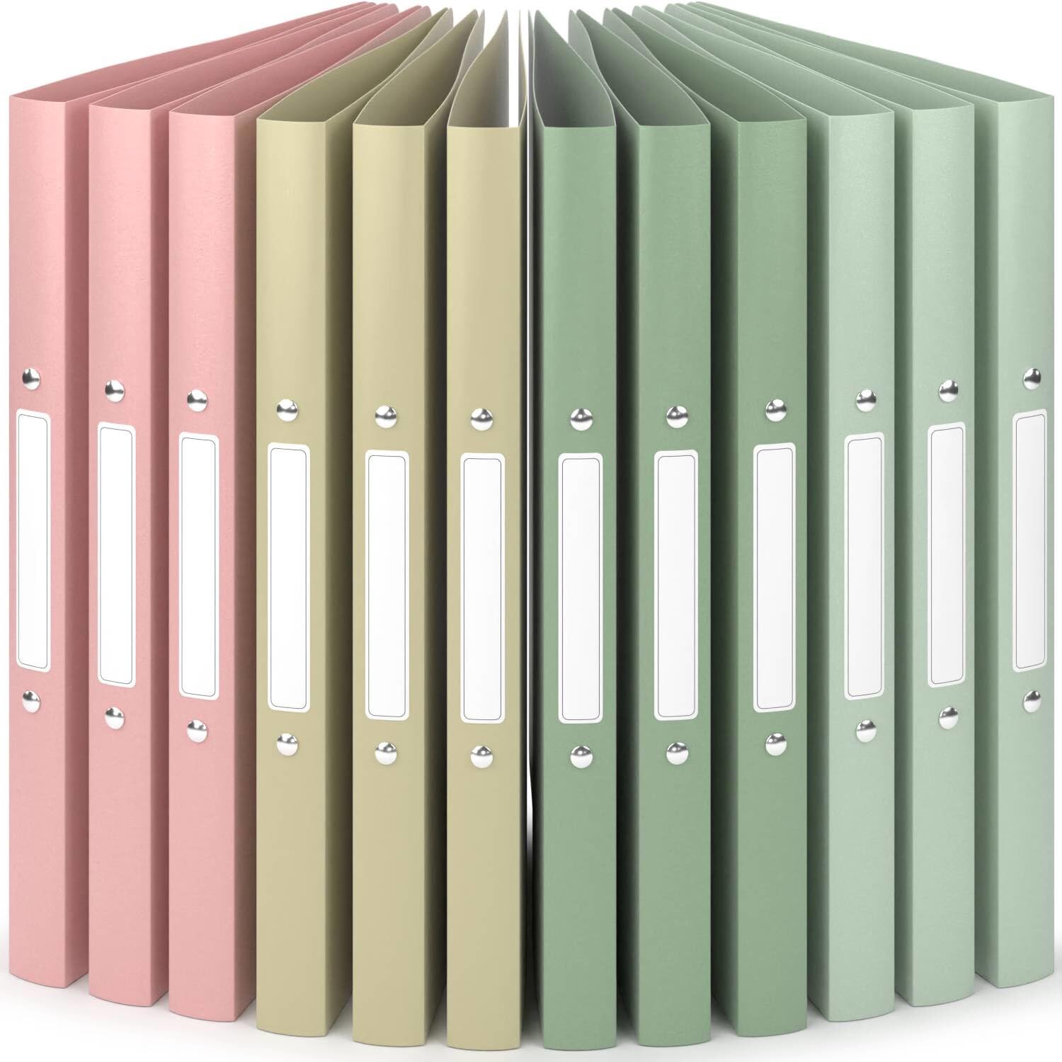 ACROPAQ - 12 x Ring Binder A4 - with 2 Rings 16mm, Upto 100 Pages, Spine Width 2.5cm, Earth, Nature' Color Collection - Plastic Folders, Folders for Paperwork A4, Pastel Folders