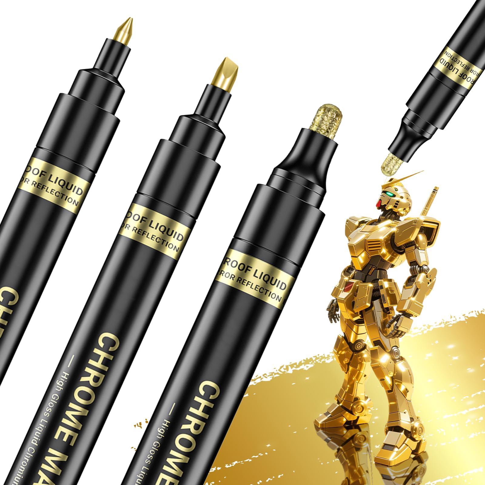 Flüssig-Chrom Marker Set - 3 Stifte Spiegel-Effekt Für Kunst & DIY