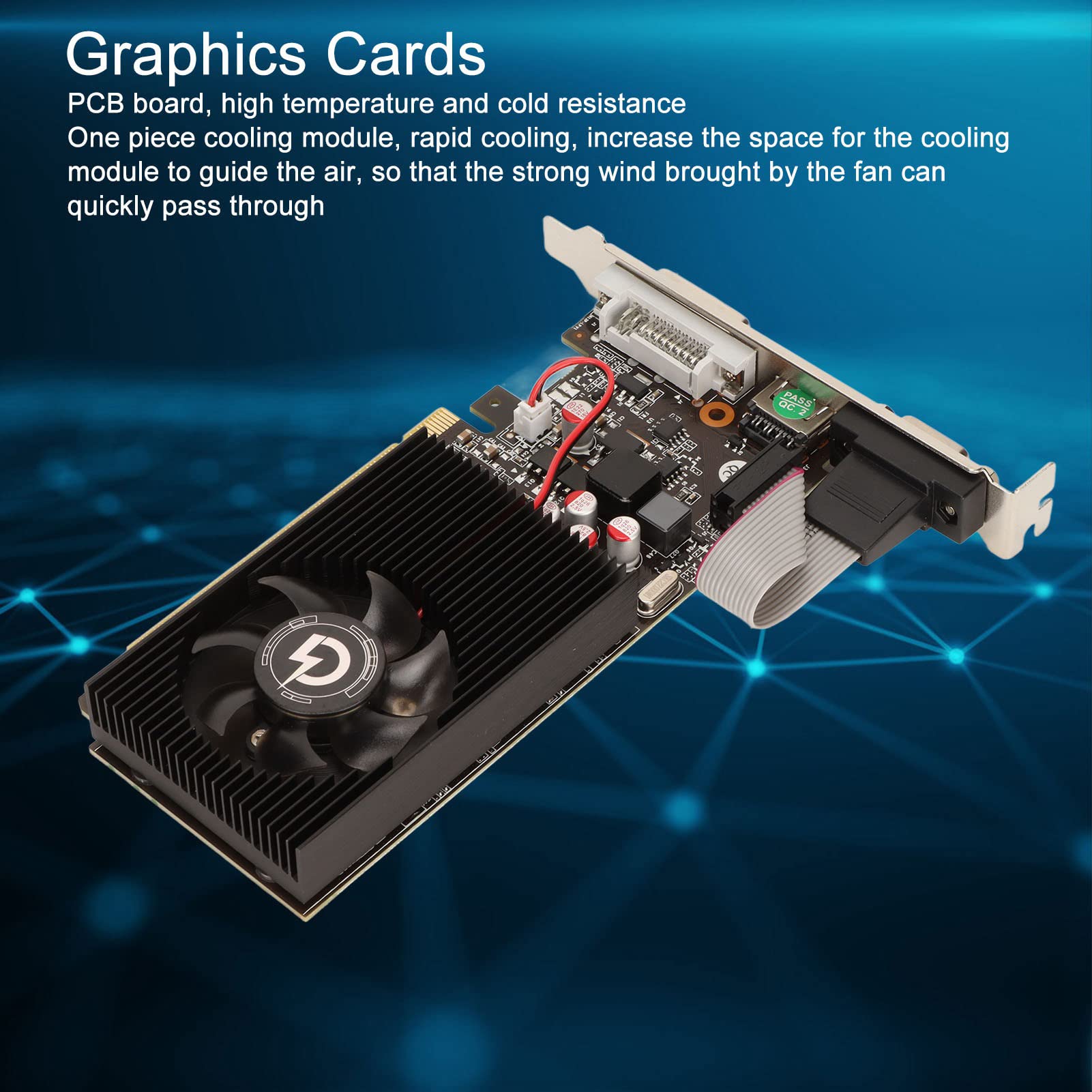 Yctze Scheda Grafica da Gioco 4G GDDR3 da 700 MHz con Supporto VGA, DVI, HD a 128 Bit e Ventola Singola, Ideale per i Giochi su PC