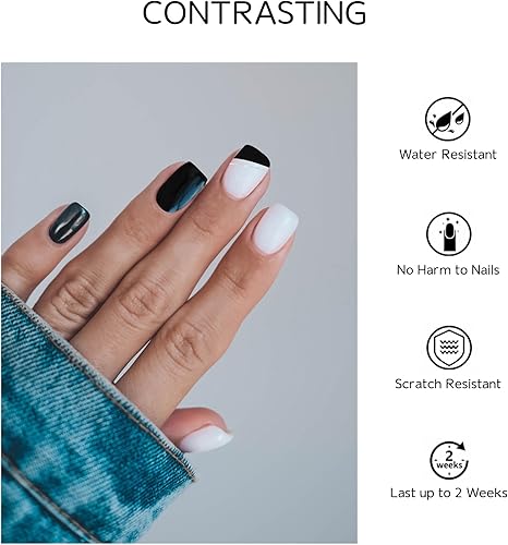 Miniatura 2 de Tiras de uñas de gel semicuradas, resistentes al astillado, calcomanías de uñas de gel fáciles de usar, 20 envolturas de uñas de larga duración,