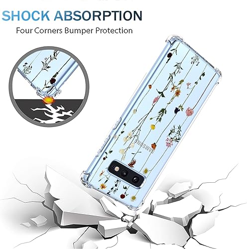 Miniatura 5 de Funda para Galaxy S10e Samsung S10e con patrón floral transparente de poliuretano termoplástico suave, a prueba de golpes, antiarañazos, funda