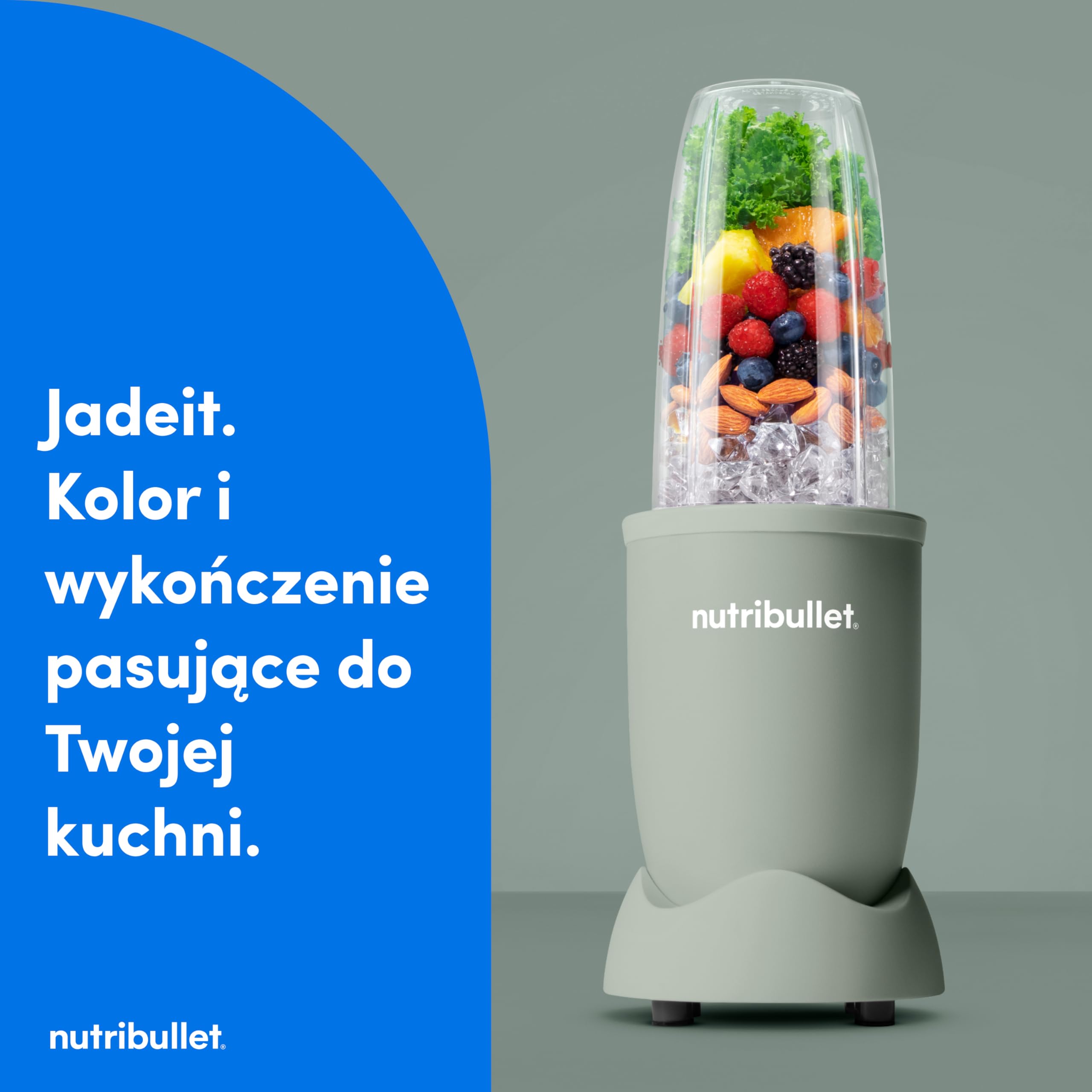 Nutribullet Pro 900 - Wielofunkcyjny Blender, Robienie Smoothie, Ekstraktor do Owoców i Warzyw, Kompaktowa Konstrukcja, Łatwy w Użyciu, Szybkie Czyszczenie, 900W, Mineralny Oliwkowy (NB904MAJD)