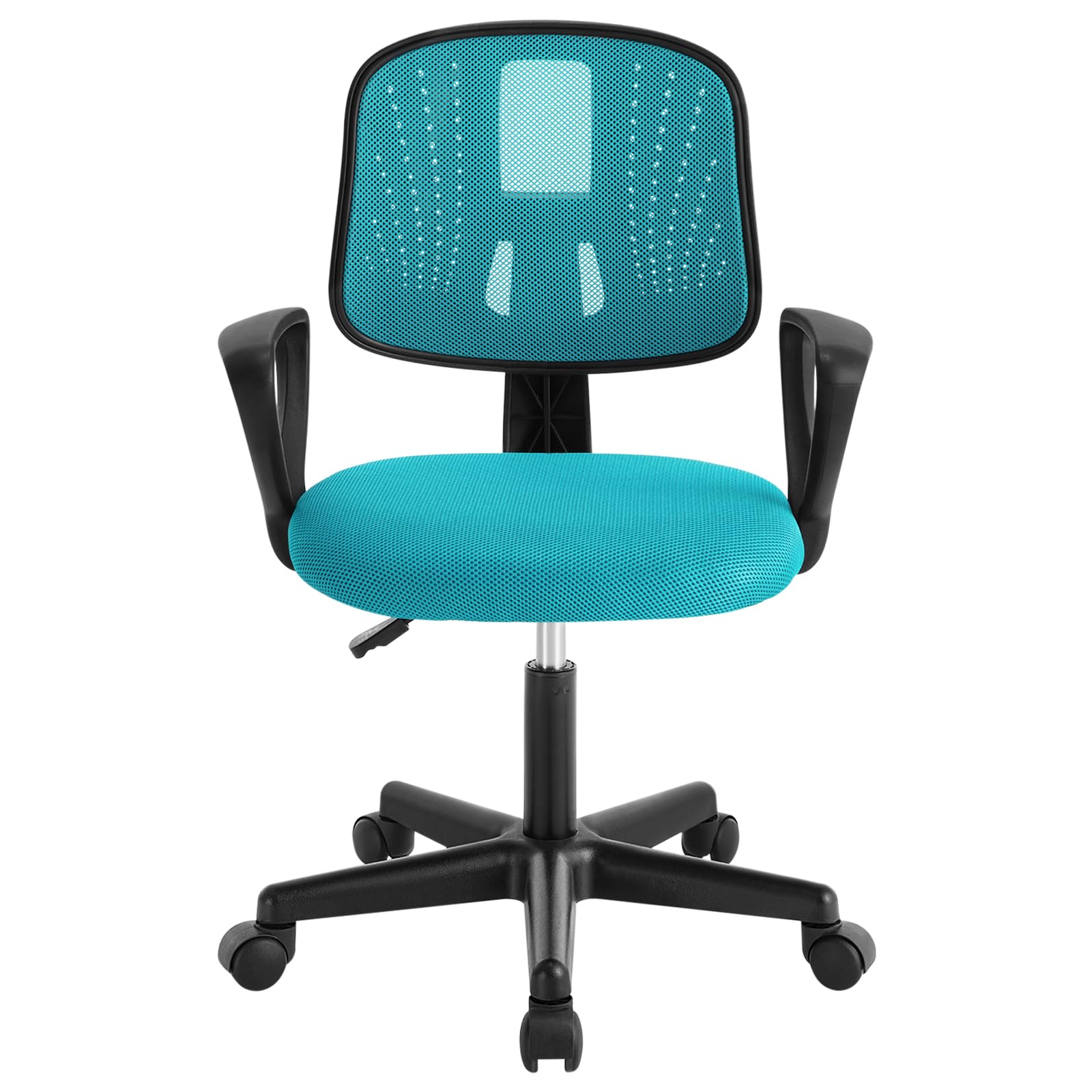 Sedia da Scrivania per Bambini, Sedia da Studio Girevole, Sedie Ergonomica con Ruote, Tessuto a Rete Traspirante, Sgabello Girevole con Schienale Regolabile Automaticamente, Turchese, K0006BS