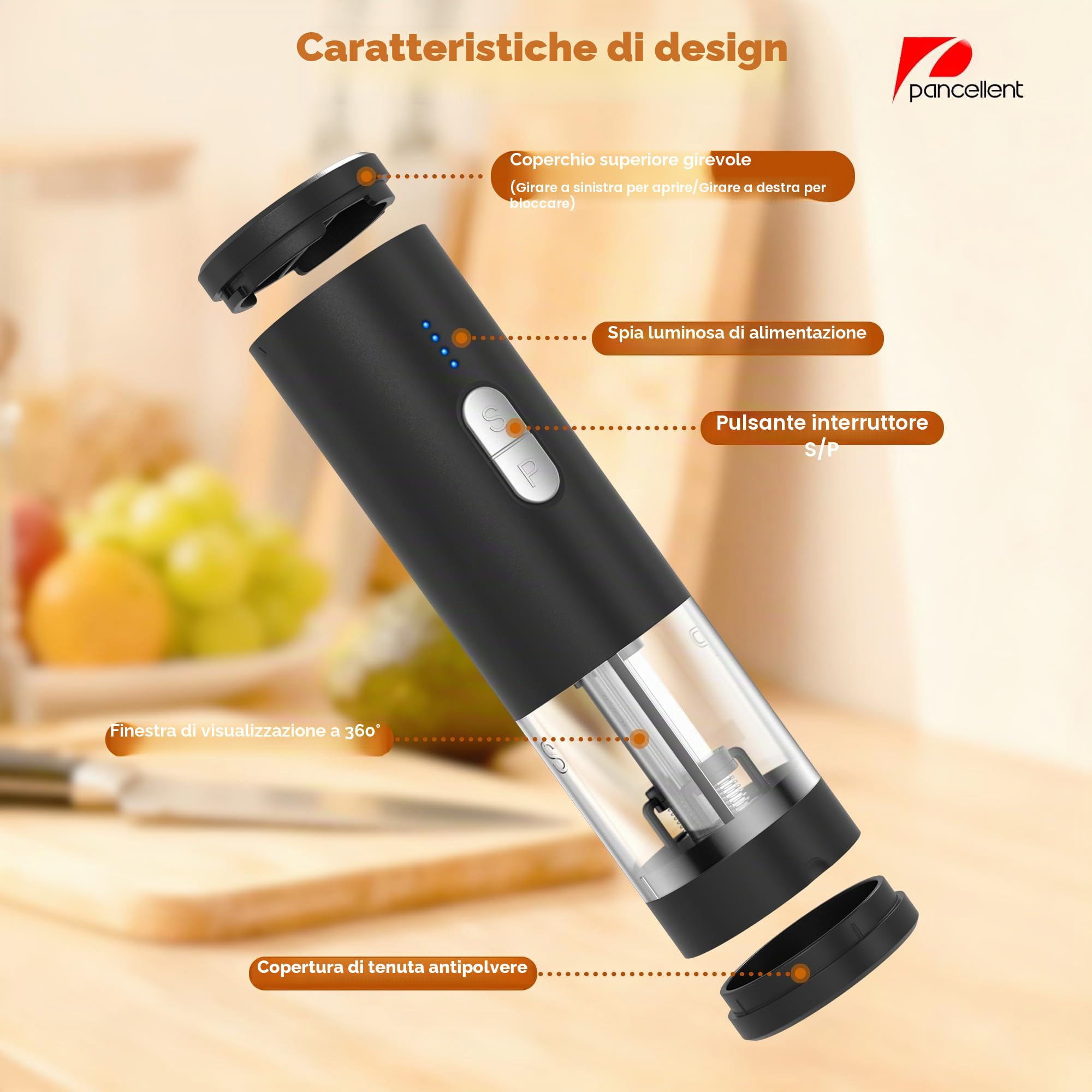 Set macina sale e pepe elettrico 2 in 1 (ricaricabile tramite USB), macina sale e pepe automatico con illuminazione a LED, funzionamento con una sola mano, grana regolabile, perfetto per cucina