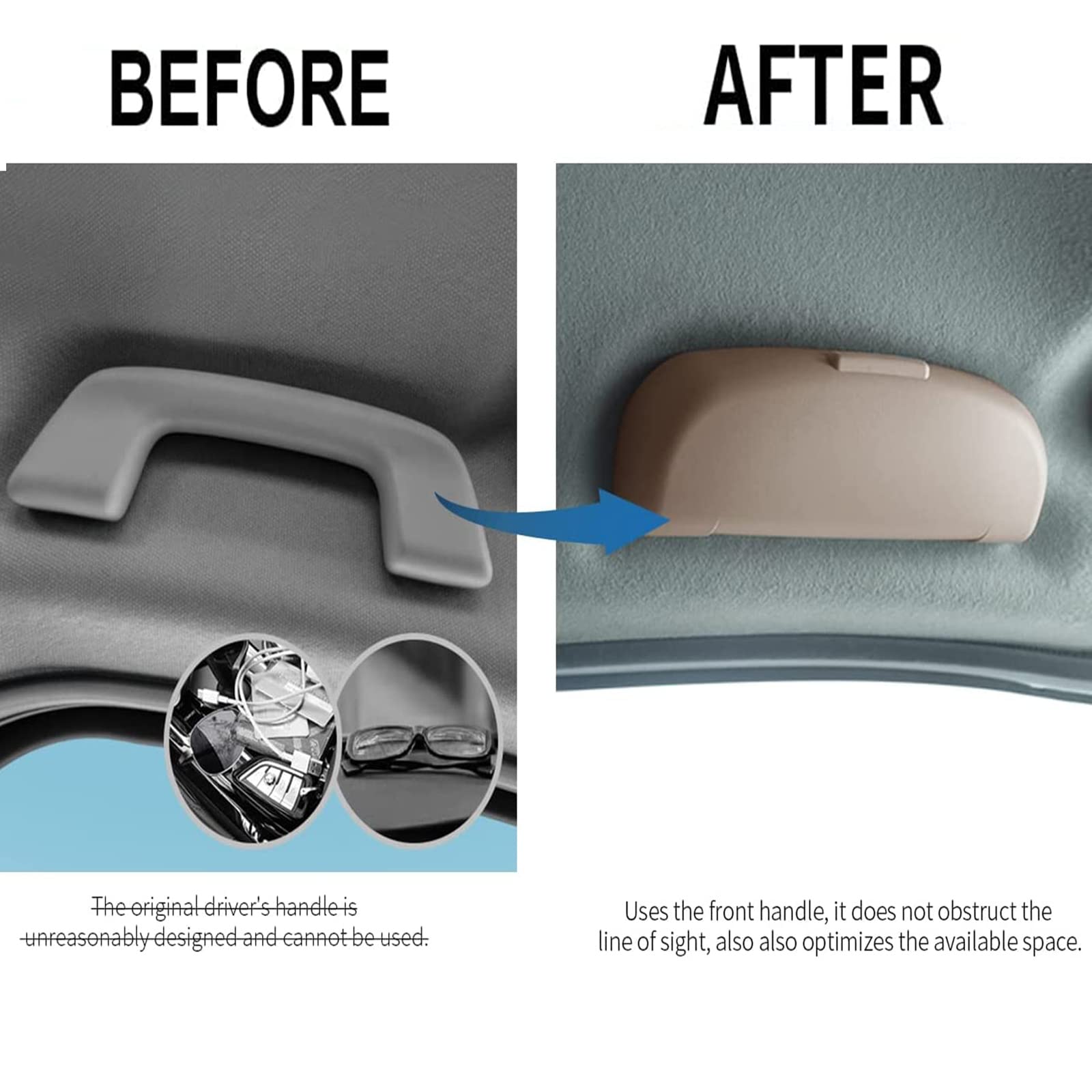 per Lexus NX 200 300H 2015-2022 Custodia Occhiali da Auto, ABS Porta Occhiali da Sole Portaoggetti Visiera Auto Scatola Organizer Interni Accessori,CBeige