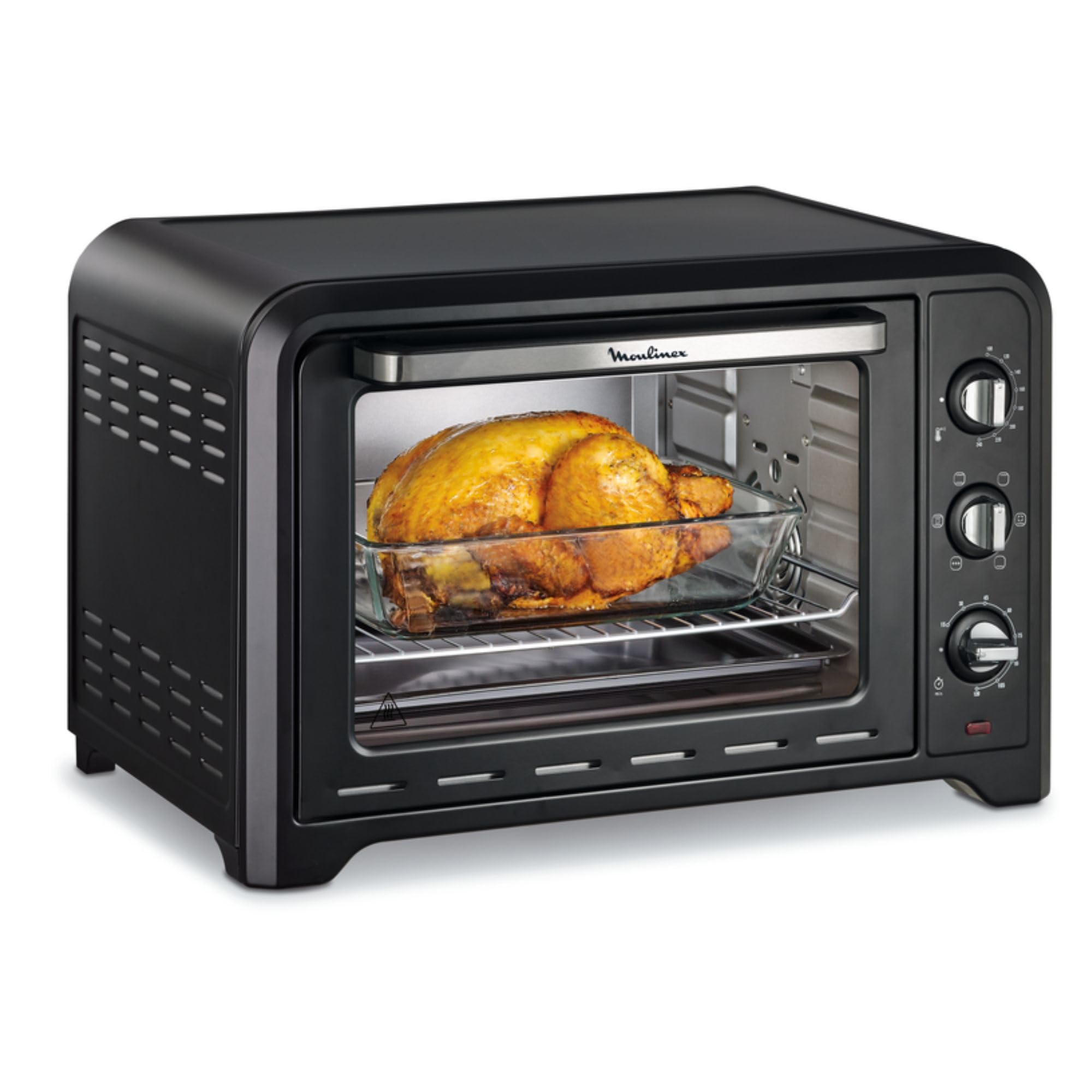 Moulinex Optimo 39 L - Horno electrico de sobremesa de 2000 W, 6 programas, convencion, temperatura hasta 240 °C, rejilla reversible, temporizador hasta 120 min, accesorios para pizza, OX4878