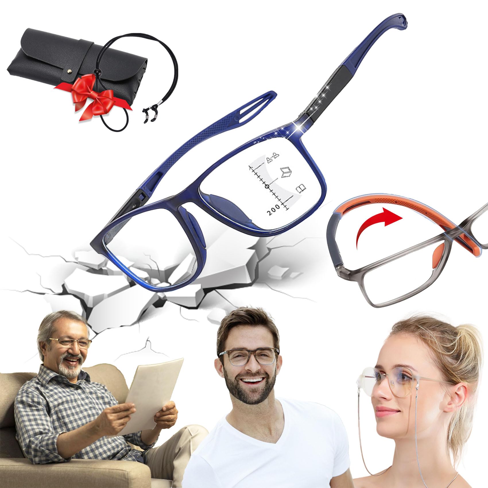 Manly Sports Ultra-Light Anti-Blue Light Presbyopic Glasses Kicks, Manly Reading Glasses Men Kicks, Manly Reading Glasses Kicks (+2.5,Blue)