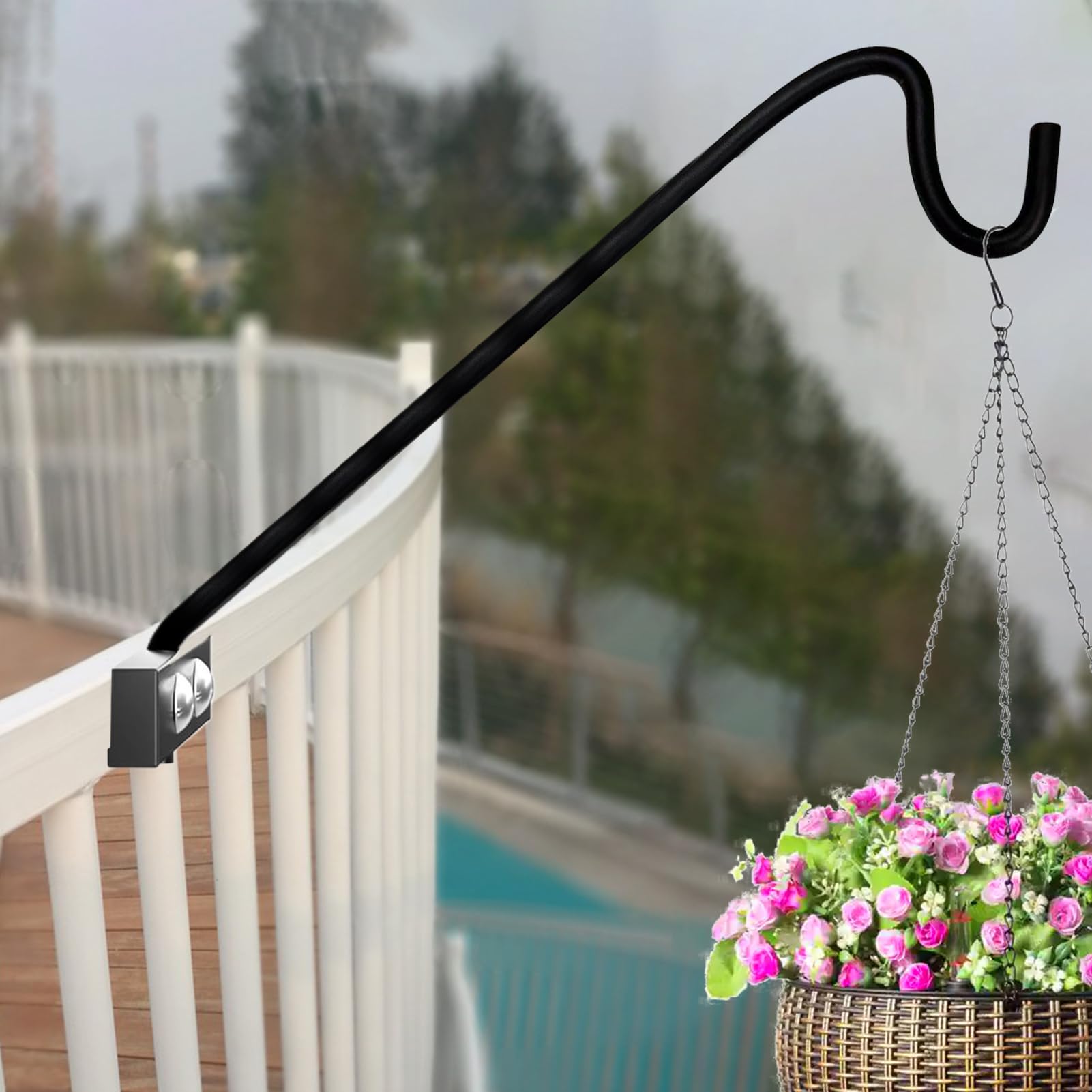 Poteau Mangeoire pour Oiseaux Résistant, Crochet à pour Balcon et Garde-Corps, Support Pivotant Décoratif pour Mangeoires à Balcon, Jardin et Rampe