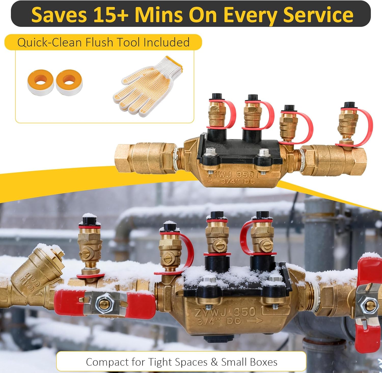 34-350 3/4" 350 Double Check Backflow Preventer and 3/4 Inch SXL Cast Bronze Wye Strainer