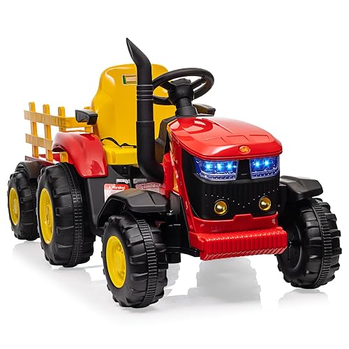 Tractor Eléctrico Niños con Remolque Desmontable Doble Motor 35W