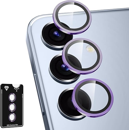 Miniatura 167 de Protector de lente de cámara para Samsung Galaxy S25 FE, cubierta individual de lente de vidrio templado con anillo de metal, [fuerte adsorción]