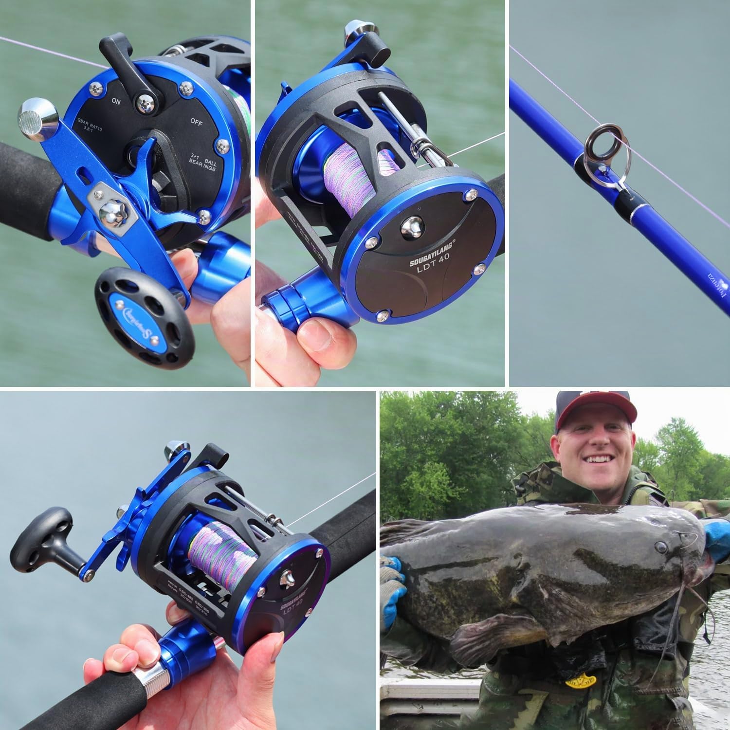 Sougayilang Mulinello da pesca a traina, liscio e potente, bobina oceanica per pesca in acqua salata, per pesce gatto, muschio, spigola, salmone