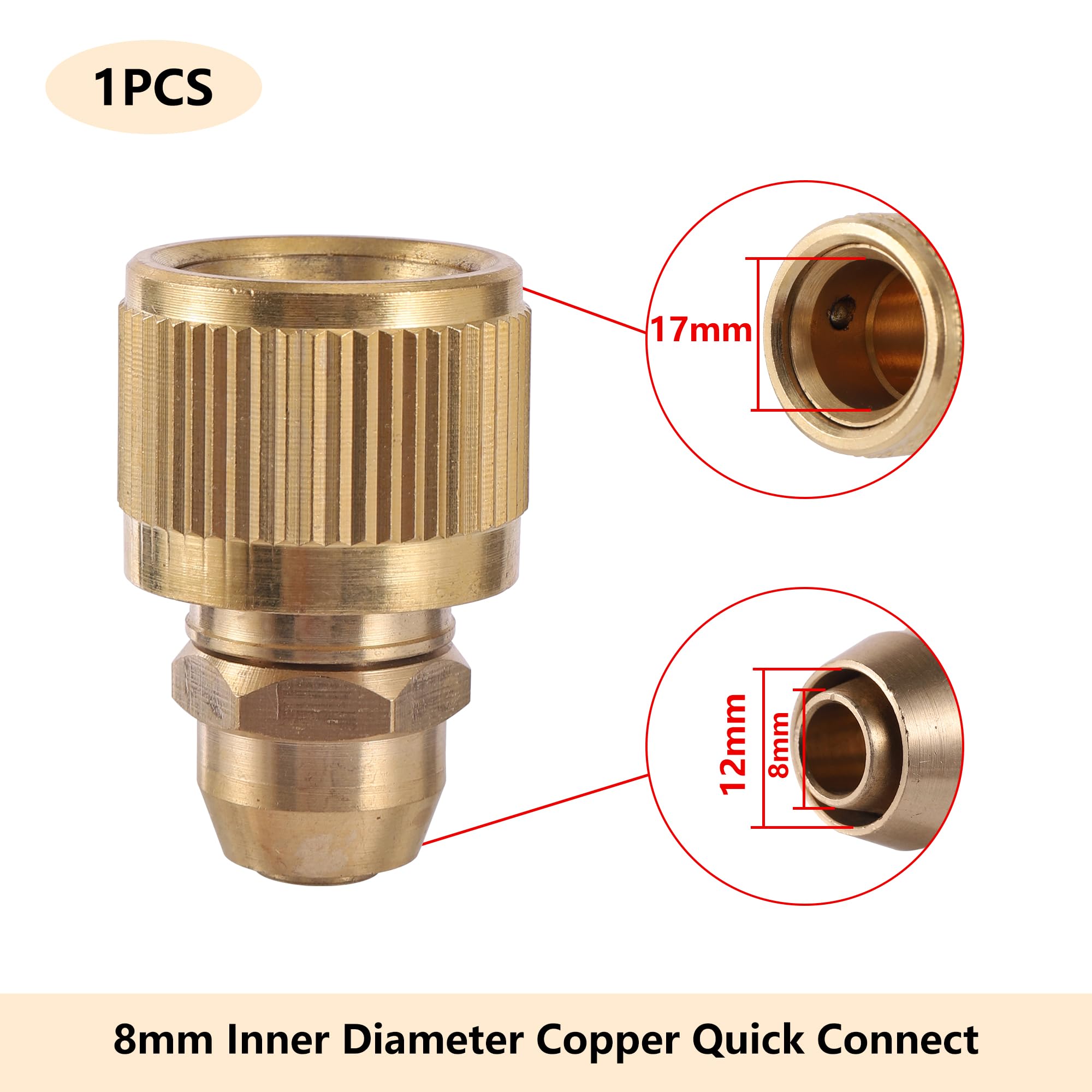 Garden Hose Quick Copper Connector 1/2" 3/4" to 16mm Irrigation Faucet Threaded Pipe Repair Accessories(0435)