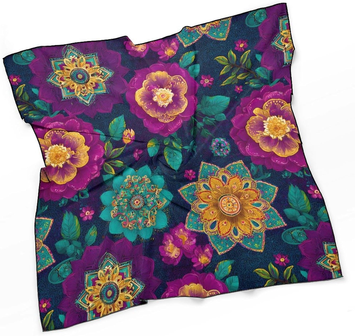 Colorful Indian Boho1 Flower Pattern Funny Bandana Multi-purpose Head Scarf