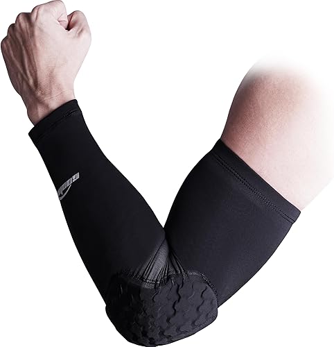 COOLOMG Codera de compresión acolchada para el brazo, baloncesto, fútbol, voleibol, deportes, jóvenes y adultos, manga única