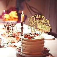 Vista 3 de Decoración para tartas con texto en inglés "A Little Pumpkin is On The Way", decoraciones de baby shower de calabaza dulce, baby shower de otoño