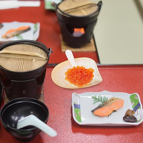 Miniatura 6 de Tofficu Plato y cuchara de cáscara plato reutilizable de 10X10CM, acabado natural, lavado a mano, para aperitivo, postre, joyería, 2 piezas, color