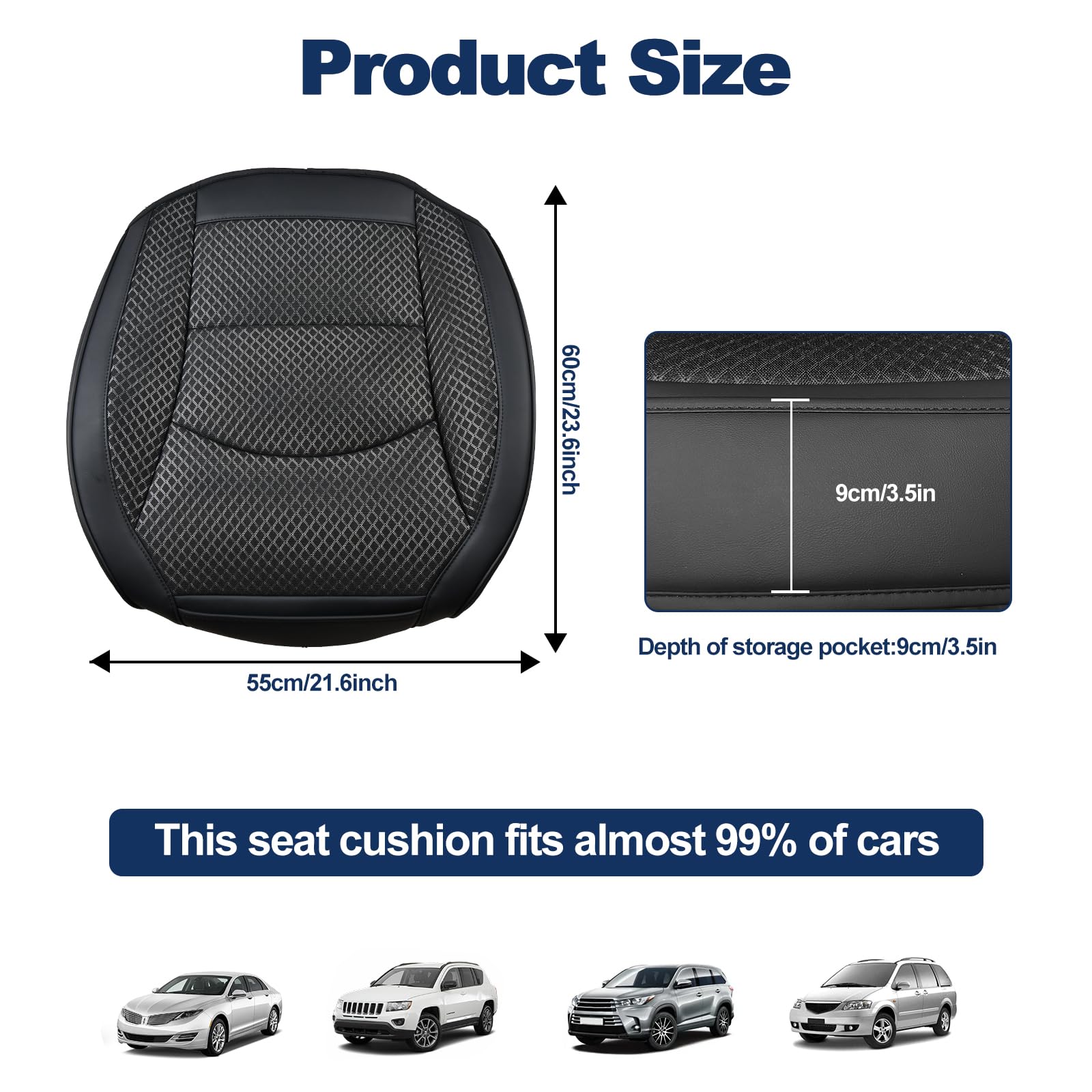 ZATOOTO 2er Set Sitzauflage Auto Vordersitze Gegen Schwitzen - Autositzauflage Fahrersitz Patchwork-Design aus Stoff und Kunstleder - Anti Rutsch Sitzkissen mit Seitenschutz & Tasche