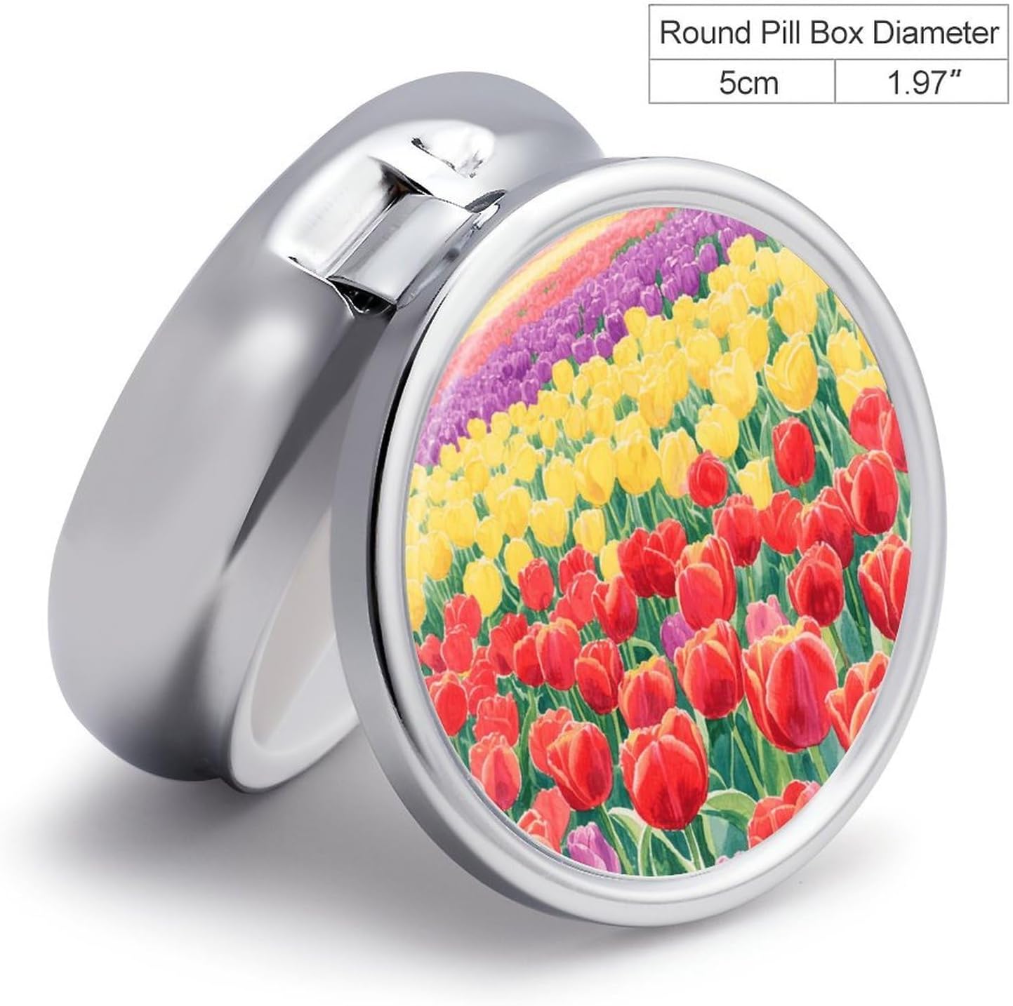 Tulip Field Travel Pillbox 3 Compartment Pill Organizer image 2