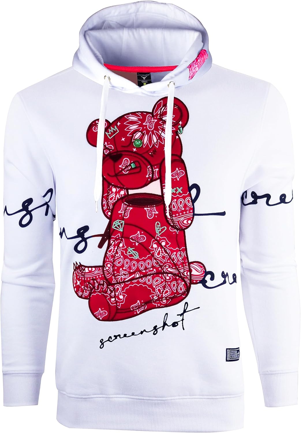 SCREENSHOT Mens Urban Premium Fleece Hoodie - Animation Cartoon Character Embroidery Patch Gel Print Hooded Sweatshirt