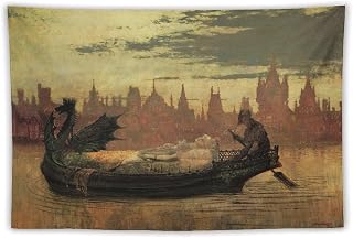 John Atkinson Grimshaw The Lady of Shalott_2 Wall Art Tapestry Scroll Tapestries Painting Picture Living Room Decor Home Bedroom 60"x90"