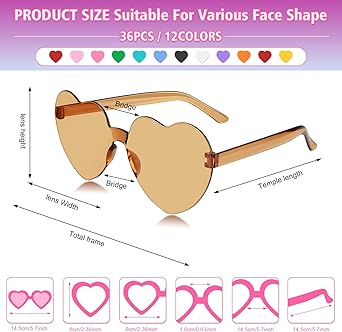 Occhiali Da Sole A Forma Di Cuore | Donna, Trasparenti, Color Caramella - Foto 14