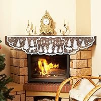 Vista 1 de Bufanda de chimenea de Navidad de 20 x 90 pulgadas, paño para chimenea, muñeco de nieve blanco, decoración de árbol de Navidad, cubierta de mantel