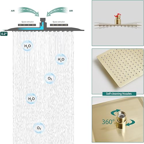 Miniatura 50 de Hoimpro Juego de sistema de ducha con mezclador de lluvia de 12 pulgadas y cabezal de ducha de mano montado en la pared, combo de grifo de ducha