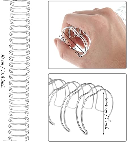 Miniatura 2 de Zonon 6 piezas de alambre de encuadernación de doble bucle, alambre de encuadernación de doble bucle de 1 pulgada de diámetro, 23 agujeros para
