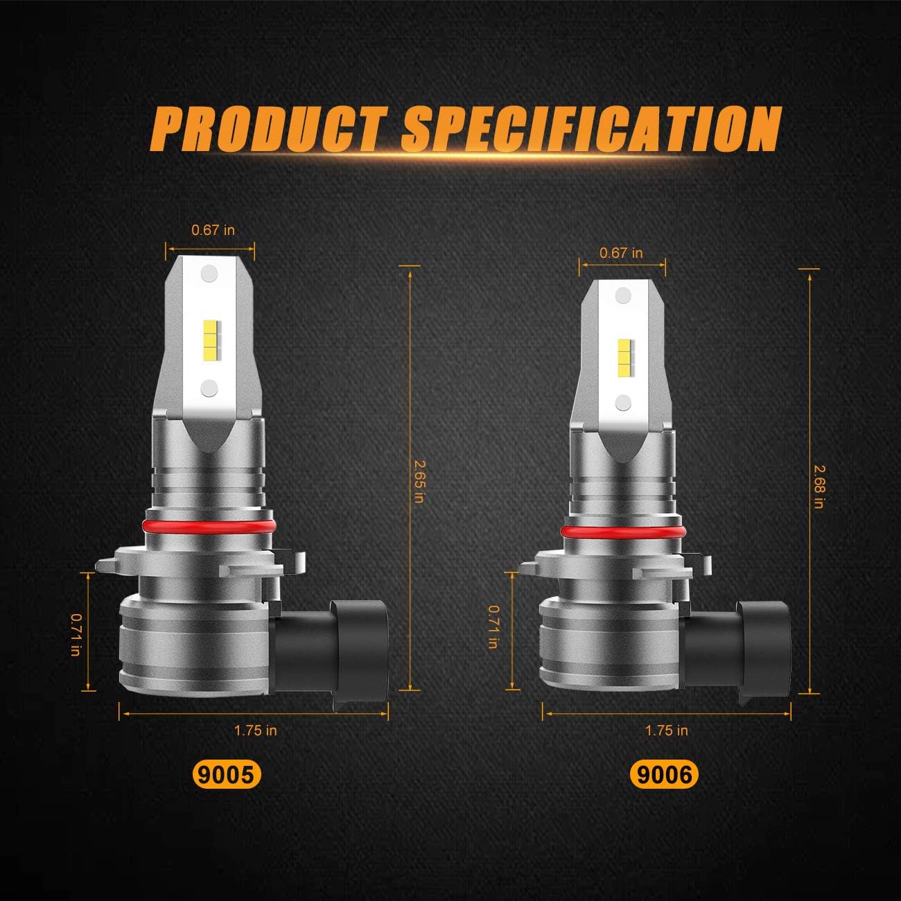 Authentic Crazy Deals Auxbeam 9005 9006 Combo LED Bulbs Kit Fanless, Z6 Series HB3 HB4 LED Bulbs with EMC Anti-interference All-in-one Conversion Kit, High Brightness CSP Chips 6500K, (Pack of 4)