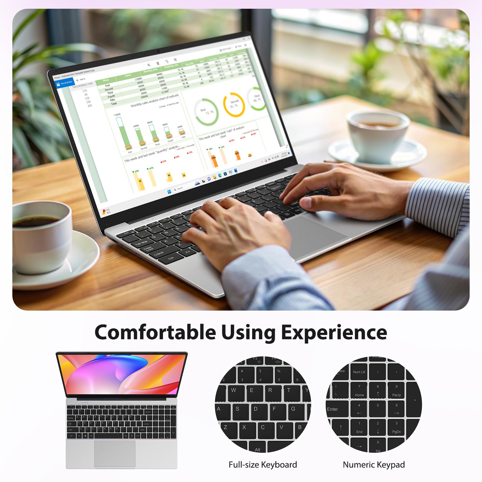 PC Portatile 15.6 Pollici, N95(Fino a 3,4 GHz) Win11 Notebook, 16GB DDR4 512GB SSD TF 1TB, 1920*1080 FHD, Tastiera retroilluminata/Numerico con Pellicola Italiana, 5G WiFi/USB-C/BT5.0/USB 3.0/HDMI